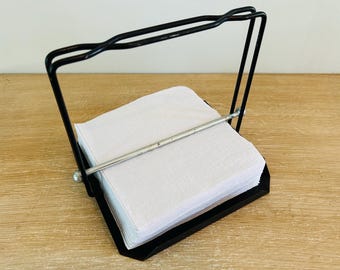 Vintage Mid Century Modern Black Metal Napkin Holder