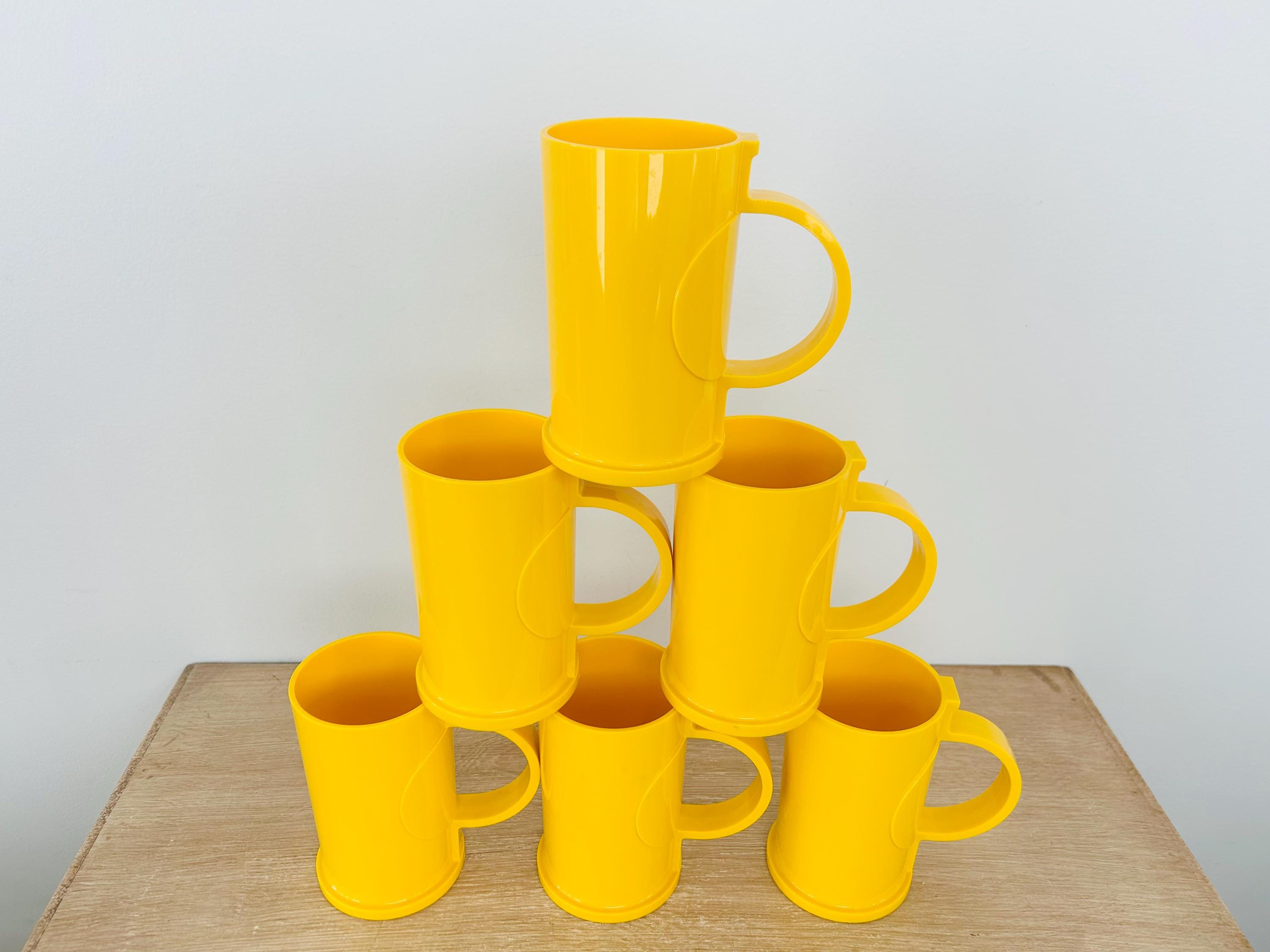 Mid Century Modern Yellow Dansk Plastic Mugs Tumblers by Gunnar
