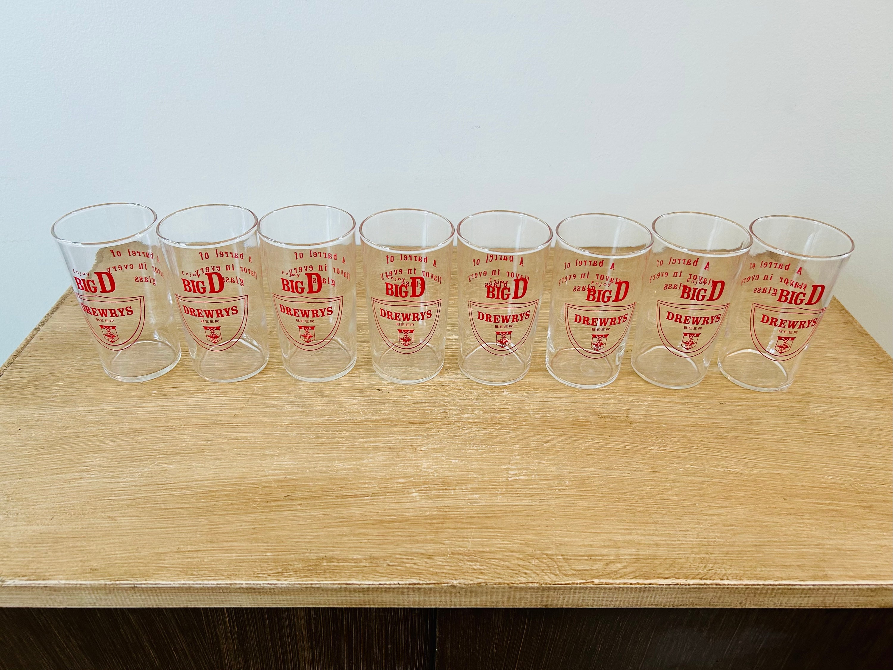 Vintage Drewrys Beer Enjoy Big D Glasses - Set of 8 - Etsy