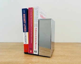 Mid Century Modern Chrome Bookend by Smith Metal Arts McDonald Products Buffalo NY - Single Bookend