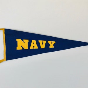 Vintage Naval Academy Navy Wool Pennant Sewn Letter circa 1920s