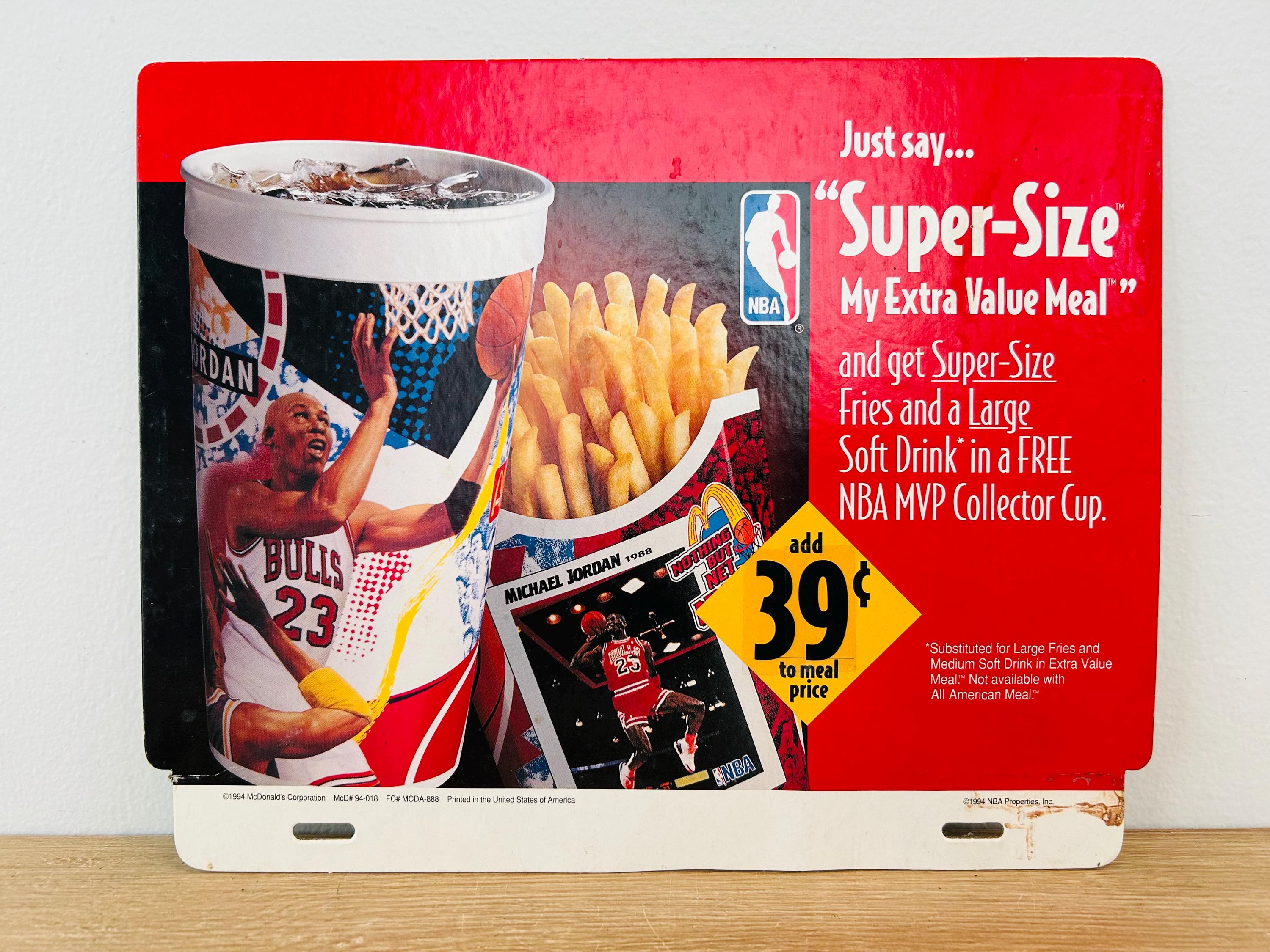 Vintage Mcdonalds Super Size Sign NBA MVP Collector Cup Michael