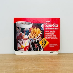 Vintage McDonalds Super Size Sign NBA MVP collector cup Michael Jordan circa 1994