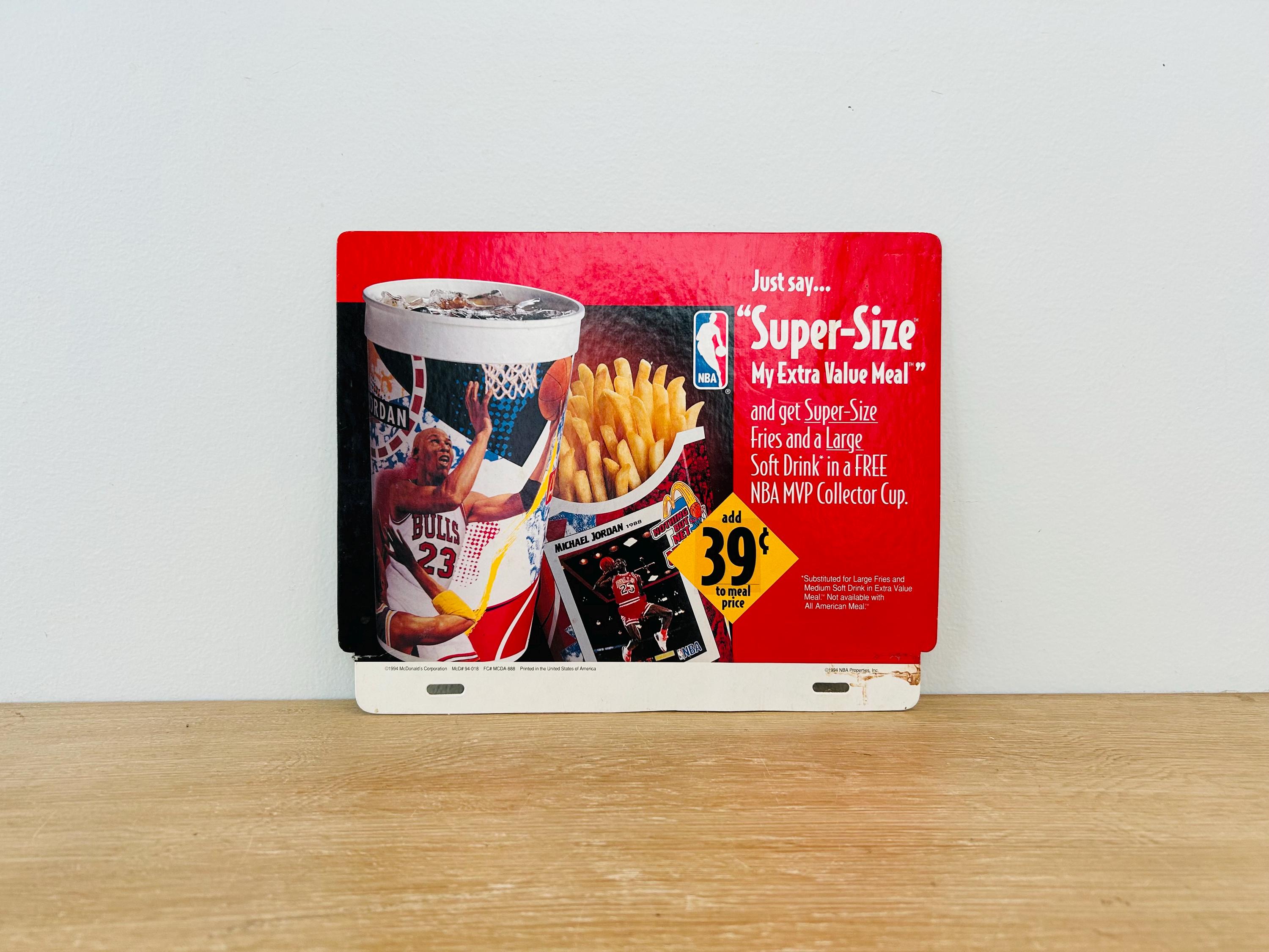 Vintage Mcdonalds Super Size Sign NBA MVP Collector Cup Michael