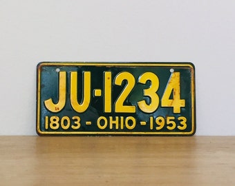 Vintage Souvenir Mini License Plate 1953 Ohio