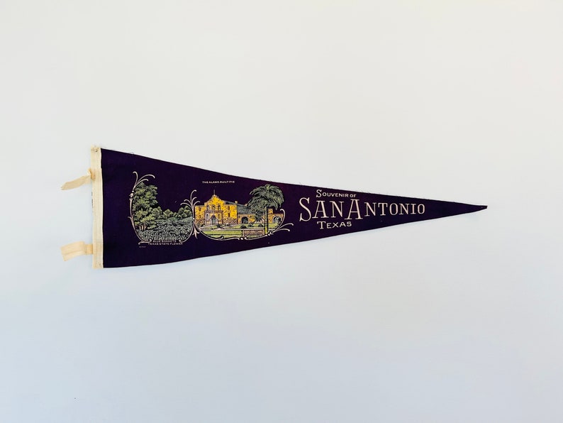 Vintage San Antonio Texas Alamo Blue Bonnets Souvenir Pennant NYP New York Pennant Company Bild 1