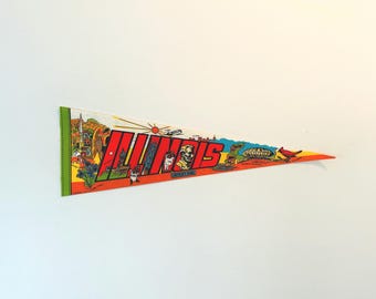 Vintage 1974 Illinois Souvenir Travel Pennant
