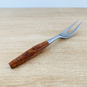 Mid Century Modern Dansk Fjord Flatware Carving Fork Danish Jens Quistgaard Teak Wood Handle Vintage Germany 1950s image 1