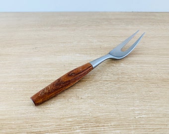Mid Century Modern Dansk Fjord Flatware Carving Fork Danish Jens Quistgaard Teak Wood Handle Vintage Germany 1950s