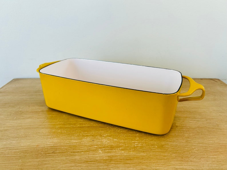 Vintage Mid Century Modern Yellow Enamelware Dansk Kobenstyle Loaf Pan Bread Pan by Jens Quistgaard image 1