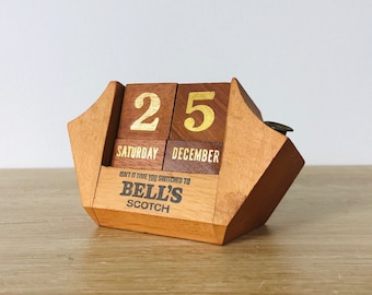 Vintage Perpetual Calendar Desk Accessory Bell's Scotch Advertising