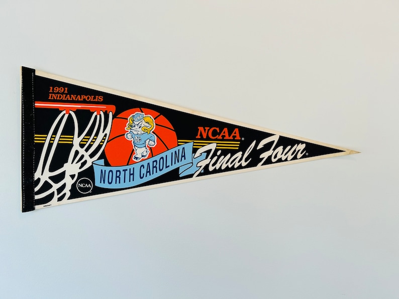 Vintage University of North Carolina UNC NCAA 1991 Final Four Indianapolis Pennant image 10