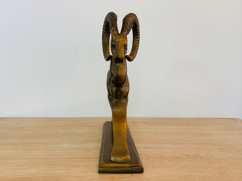 Vintage Mid Century Modern Brass Ibex Sculpture image 3