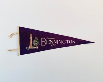 Vintage Bennington Vermont Souvenir Pennant Featuring Colonel Seth Warner Monument made by NYP Co