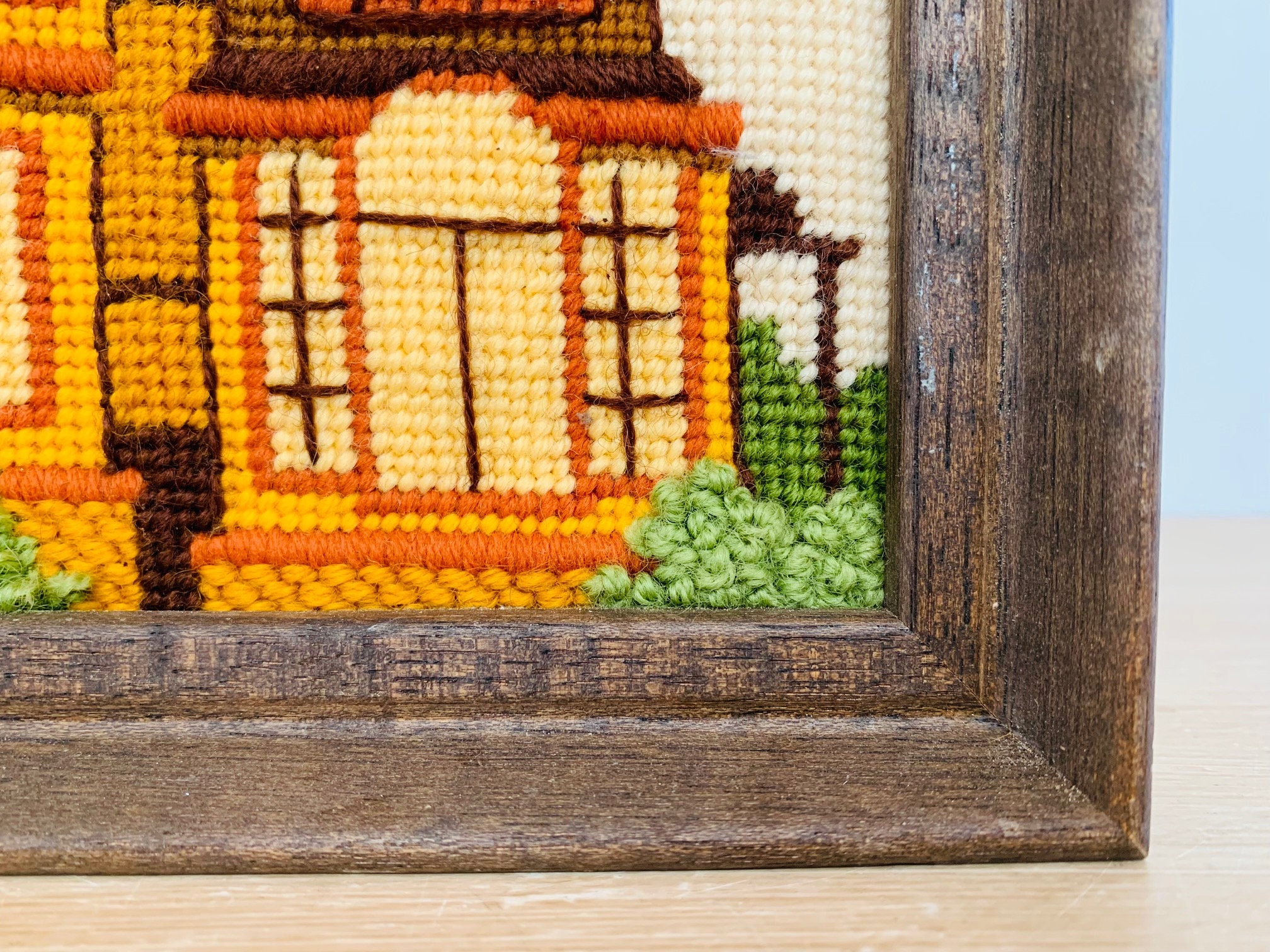 Vintage Small Victorian House Needlepoint Framed Wall Art - Etsy ...