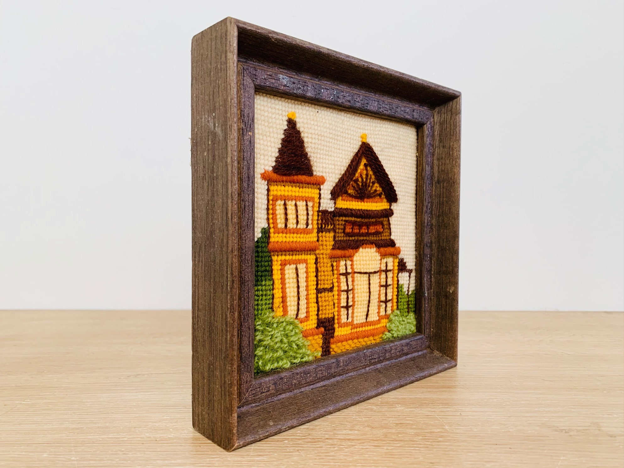 Vintage Small Victorian House Needlepoint Framed Wall Art - Etsy ...