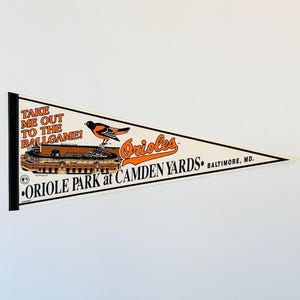 Vintage Baltimore Orioles 1990s MLB Pennant Camden Yards