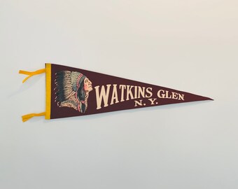 Vintage Watkins Glen New York Souvenir Pennant