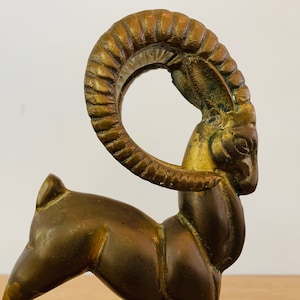 Vintage Mid Century Modern Brass Ibex Sculpture image 6