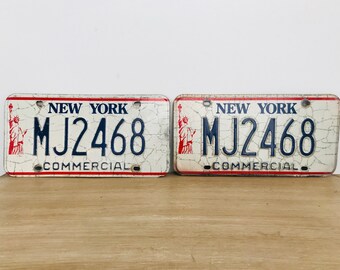 Vintage New York Commercial Vehicle License Plates 1986 - Matching Pair