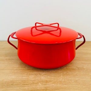 Vintage Mid Century Modern Red Enamelware Dansk Kobenstyle 3.5 Quart Dutch Oven by Jens Quistgaard