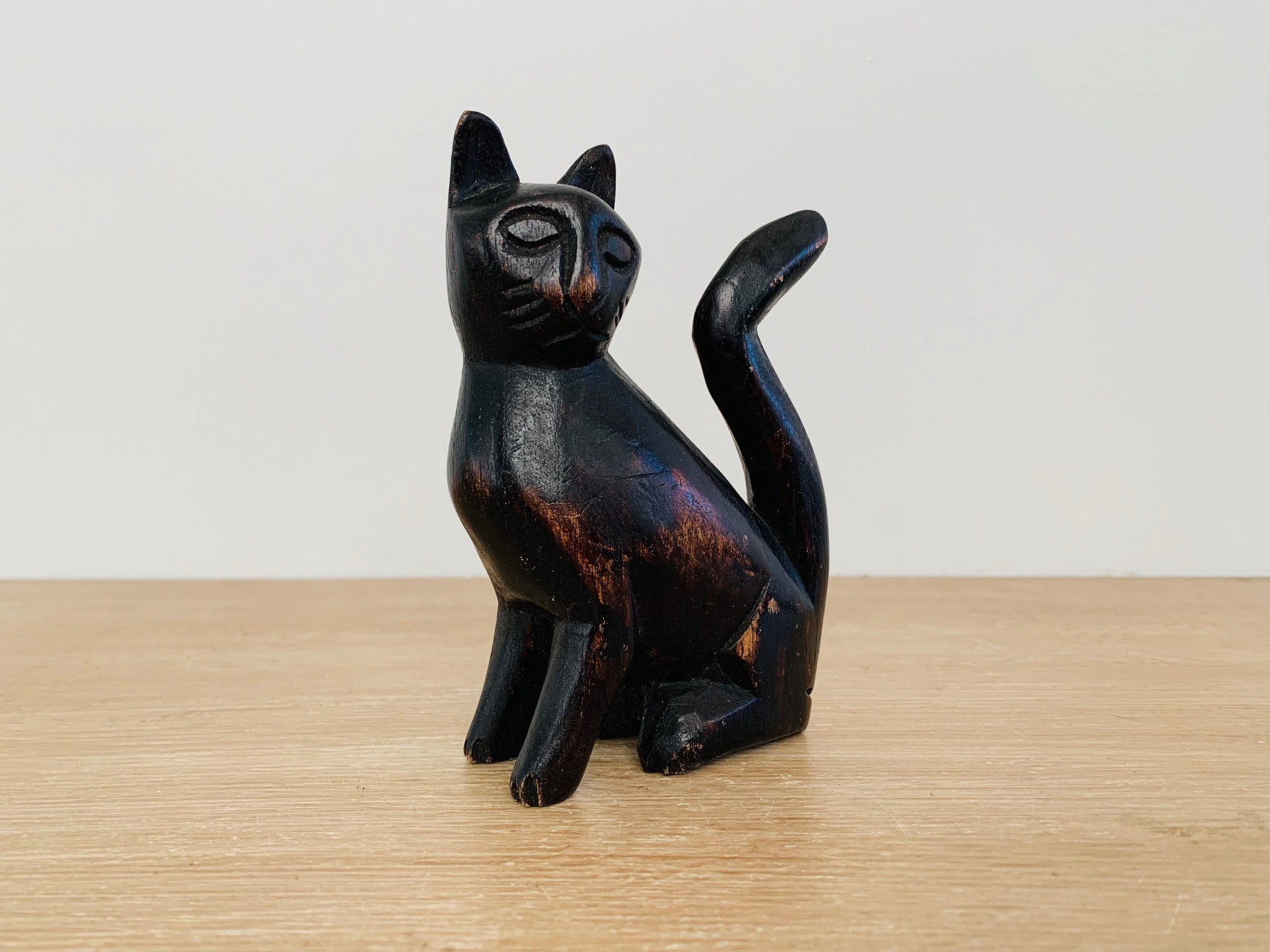 Sculpture Art Objects Wooden vintage cat sculpture