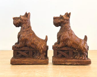 Vintage Scottish Terrier Scottie Dog Bookends - As Is Condition