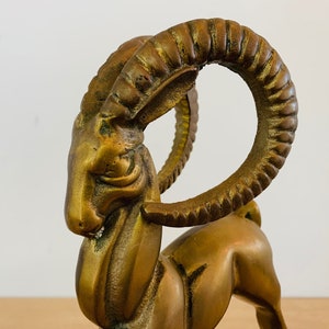 Vintage Mid Century Modern Brass Ibex Sculpture image 4