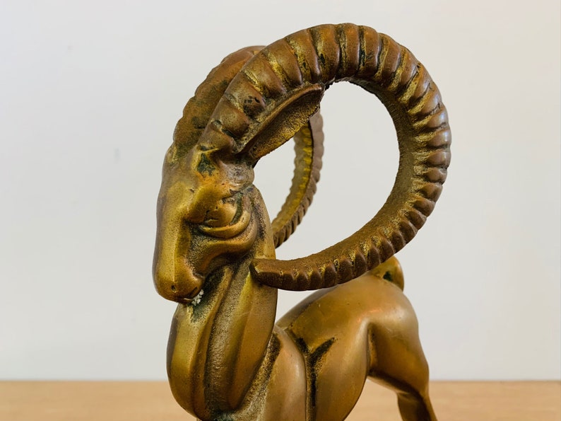 Vintage Mid Century Modern Brass Ibex Sculpture image 4
