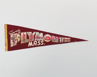 Vintage Plymouth Massachusetts Souvenir Pennant