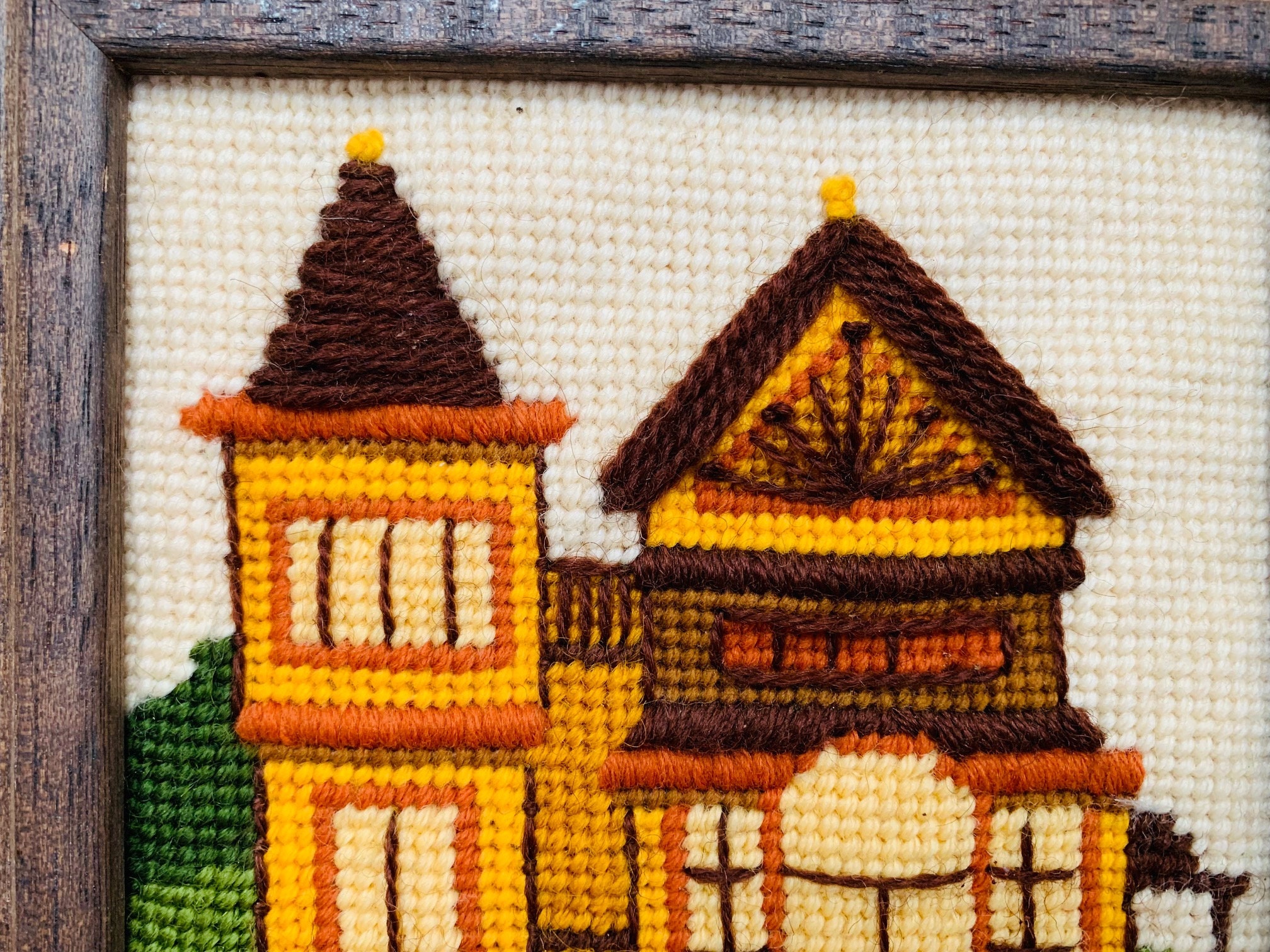 Vintage Small Victorian House Needlepoint Framed Wall Art - Etsy ...