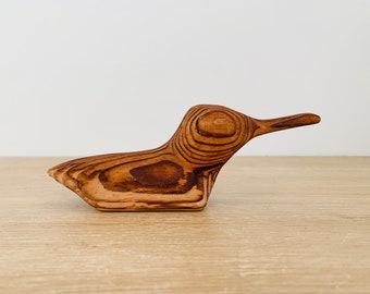 Vintage Wooden Bird Sculpture