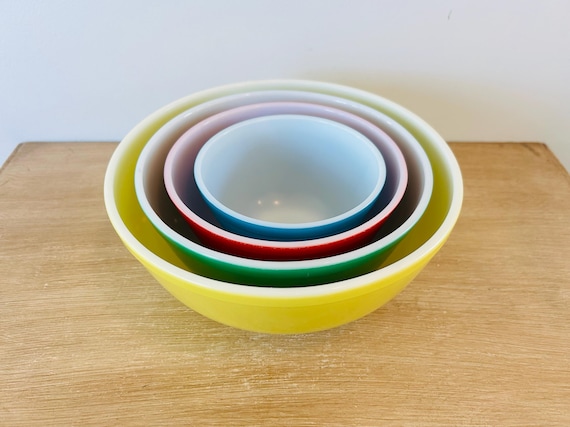 Vintage Primary Pyrex Mixing Bowl Set, #401, 402, 403 & Large