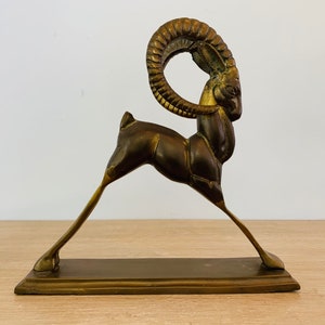 Vintage Mid Century Modern Brass Ibex Sculpture image 5