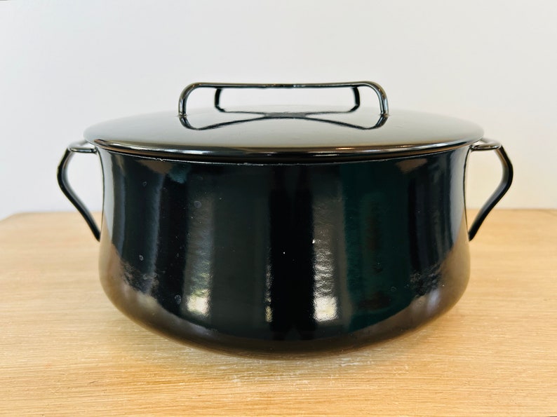 Vintage Mid Century Modern Black Enamelware Dansk Kobenstyle Large Dutch Oven by Jens Quistgaard image 2