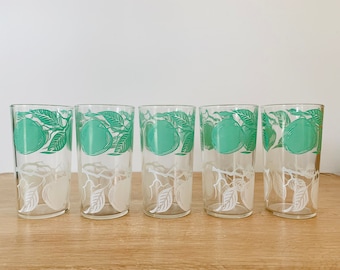 Mid Century Apple Glasses - Set of 5