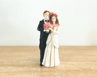Vintage Wedding Cake Topper with Bride and Groom Victorian Style