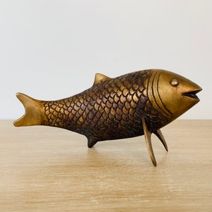 Vintage Mid Century Modern Brass Koi Fish