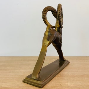 Vintage Mid Century Modern Brass Ibex Sculpture image 7