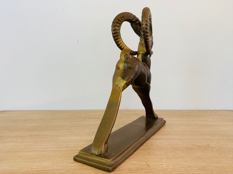 Vintage Mid Century Modern Brass Ibex Sculpture image 7