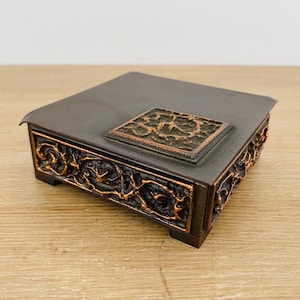 Vintage Copper Box by Lignifer Isz Hungarian Hammered Copper Wood Lined Box