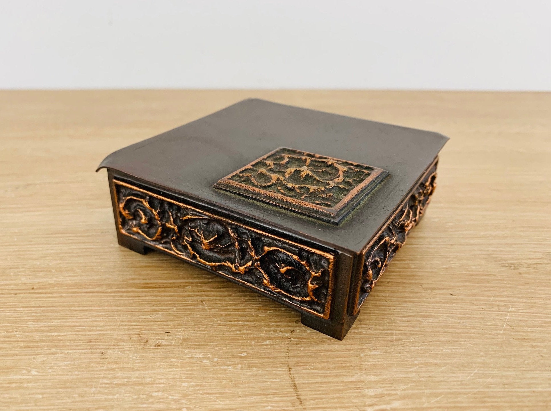 Vintage Copper Box by Lignifer Isz Hungarian Hammered Copper Wood