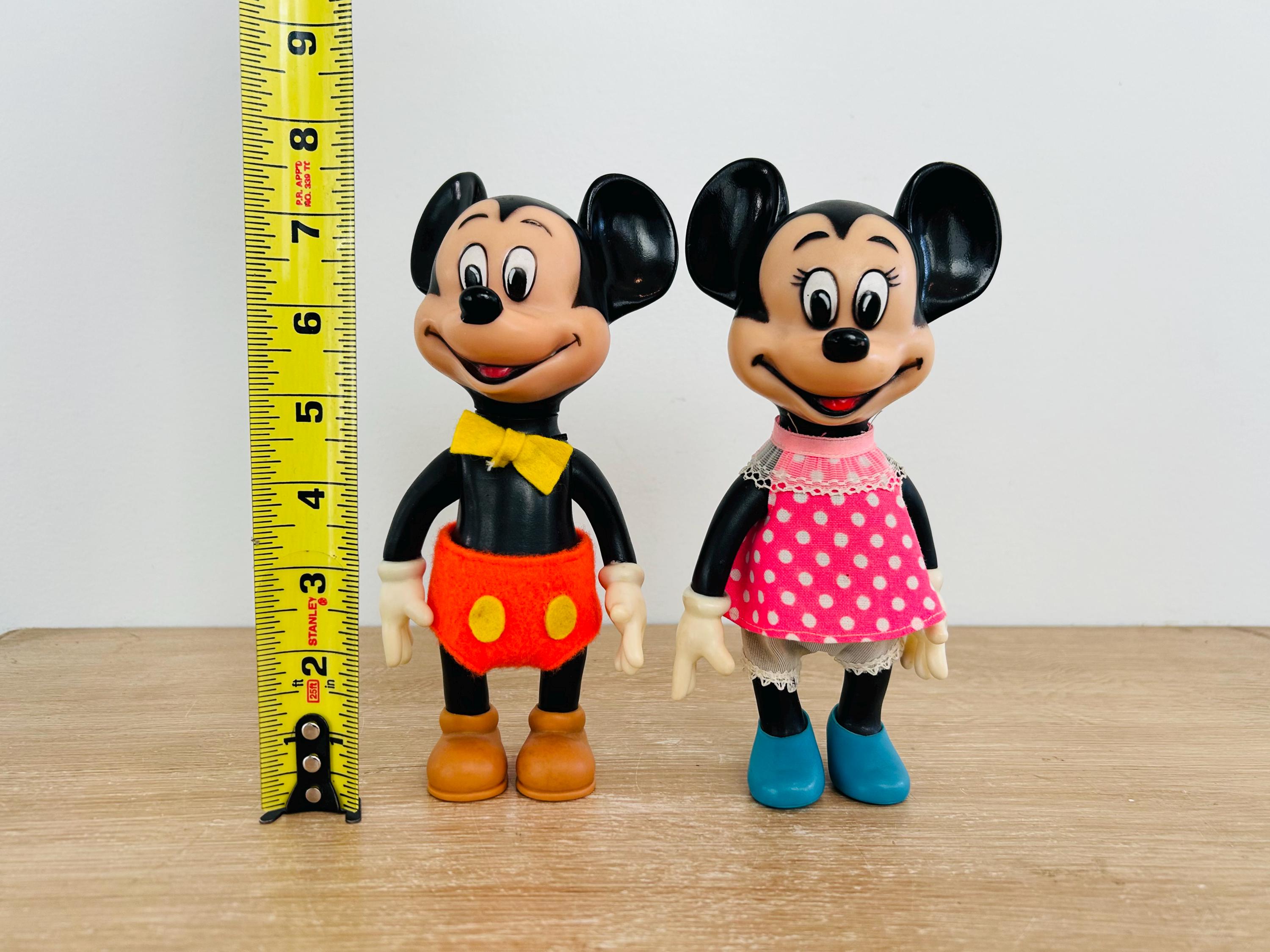 Vintage Disney Toys Mickey Mouse Minnie Mouse Rubber 8 Inch