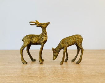 Vintage Mid Century Modern Brass Deer Pair