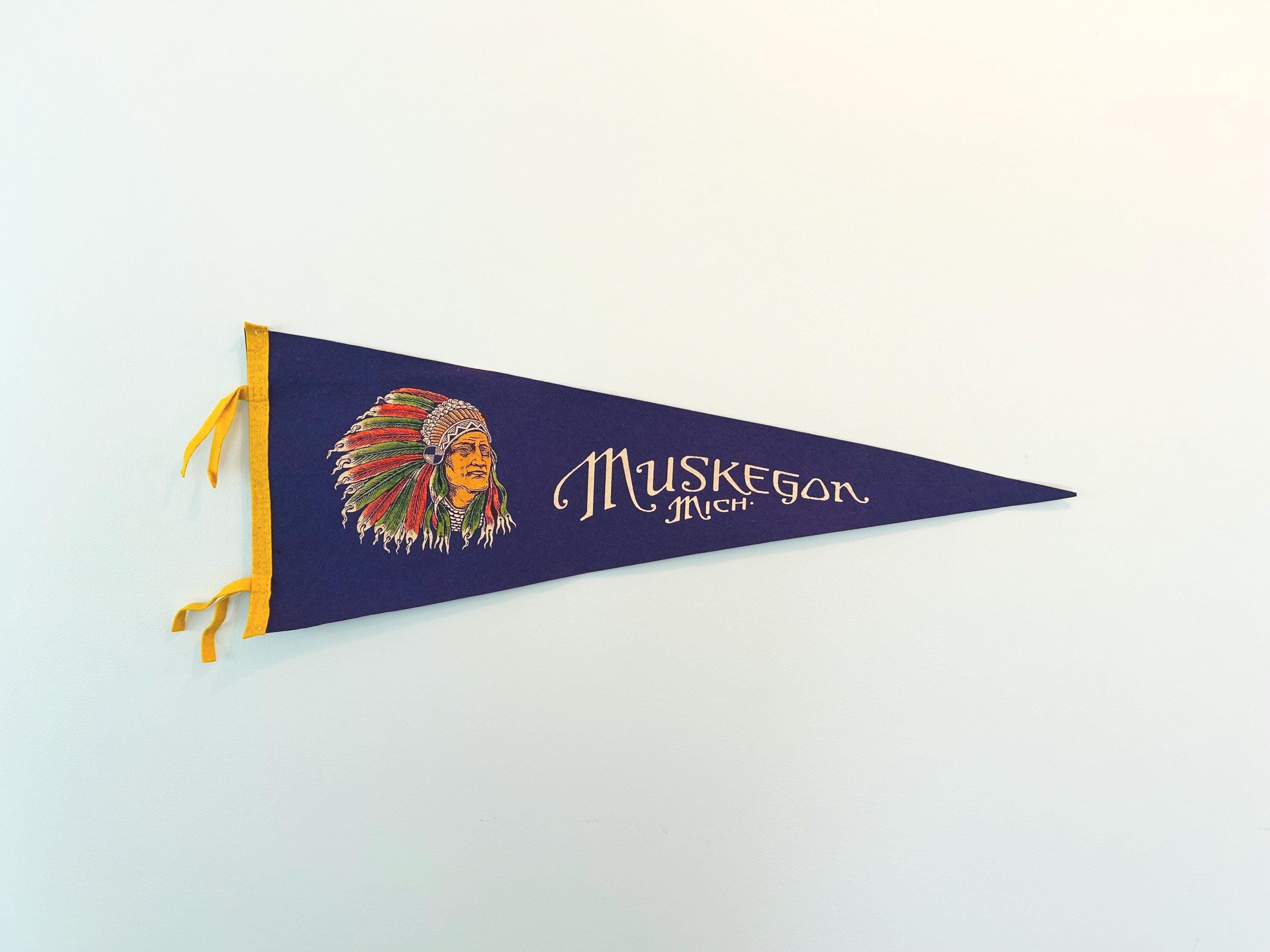 Vintage 1940s Muskegon Michigan Souvenir Pennant - Etsy