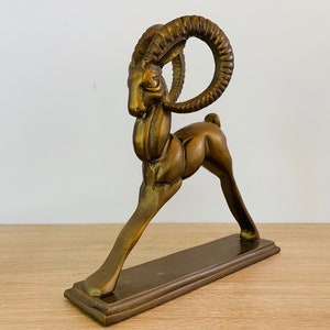 Vintage Mid Century Modern Brass Ibex Sculpture image 2