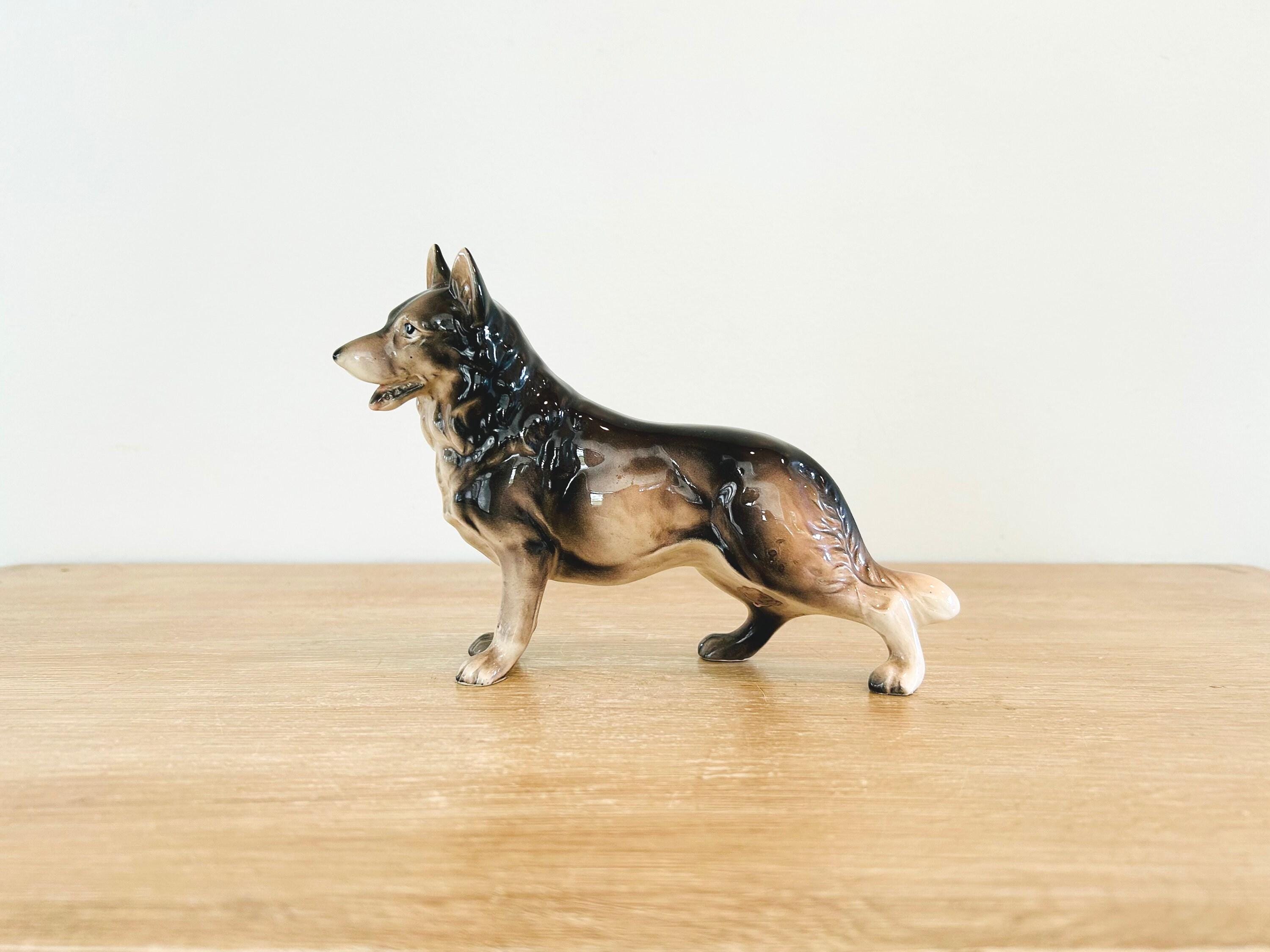 Vintage Porcelain German Shepard Sculpture by Norleans Made in