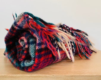 Vintage Plaid Cozy 100% Wool Small Throw Made in England for Carson Pirie Scott