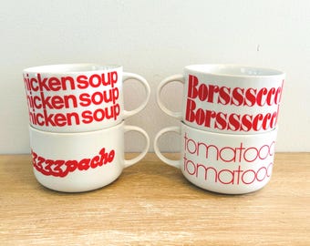 Vintage Mid Century Taste Setter by Sigma Soup Mugs - Set of 4