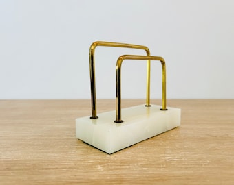 Vintage Marble Base Desk Organizer Letter Holder